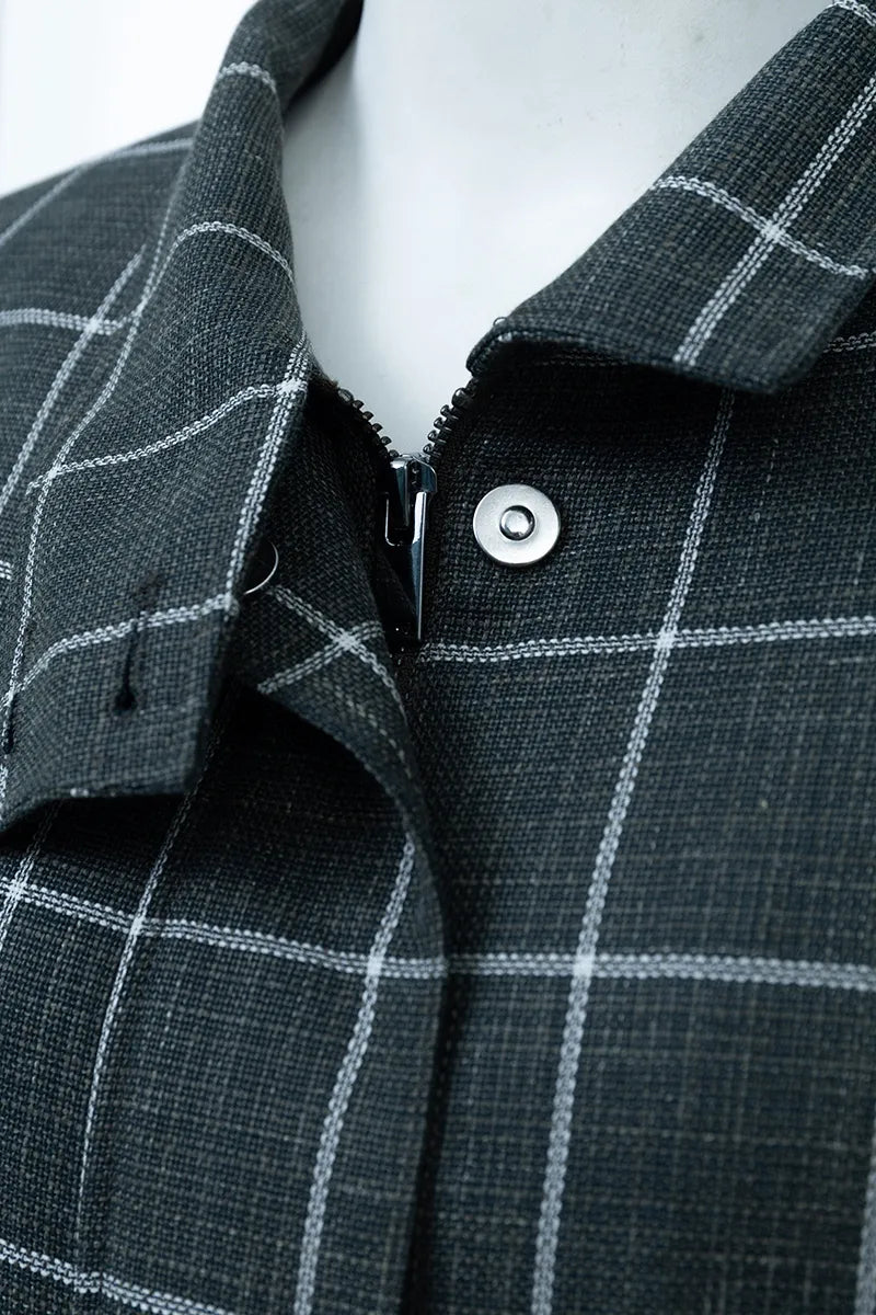 Torino Blackish Green Plaid Wool Blend Jacket