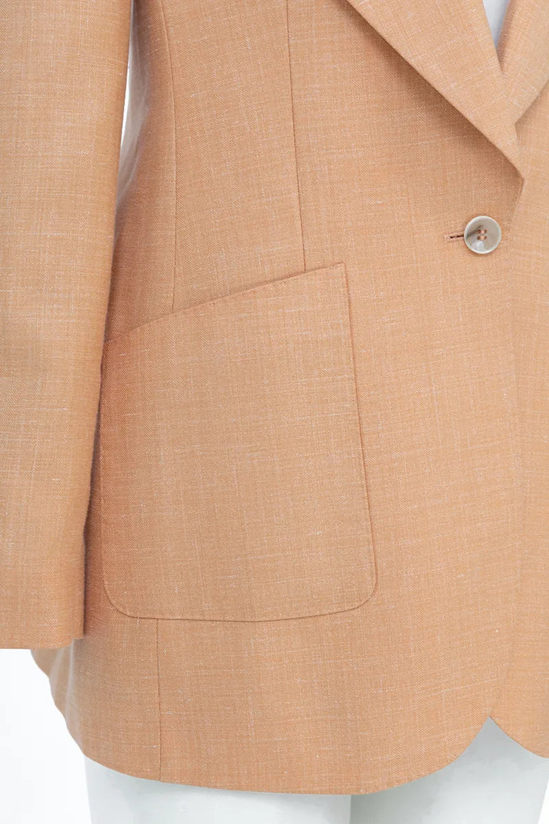 Valencia Herringbone Silk Blend Blazer
