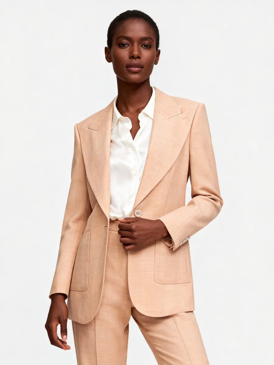 Valencia Herringbone Silk Blend Blazer