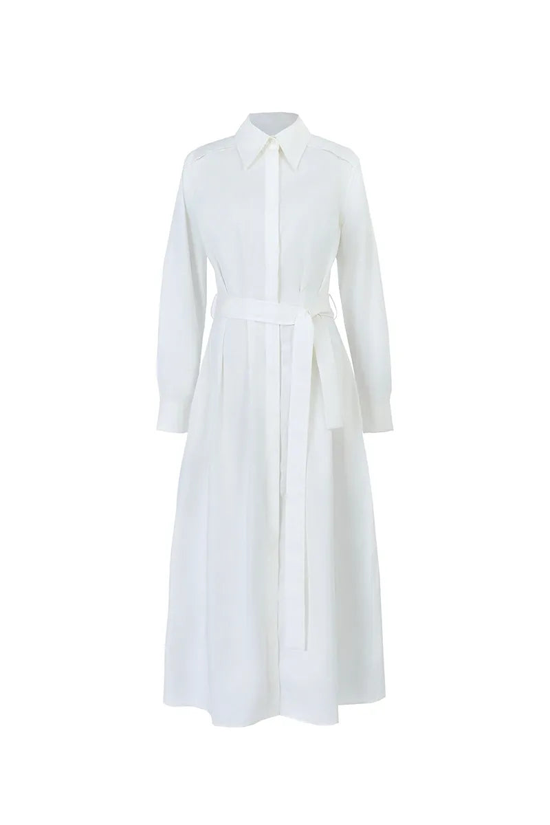 Valeria Off White Cotton Shirt Dress