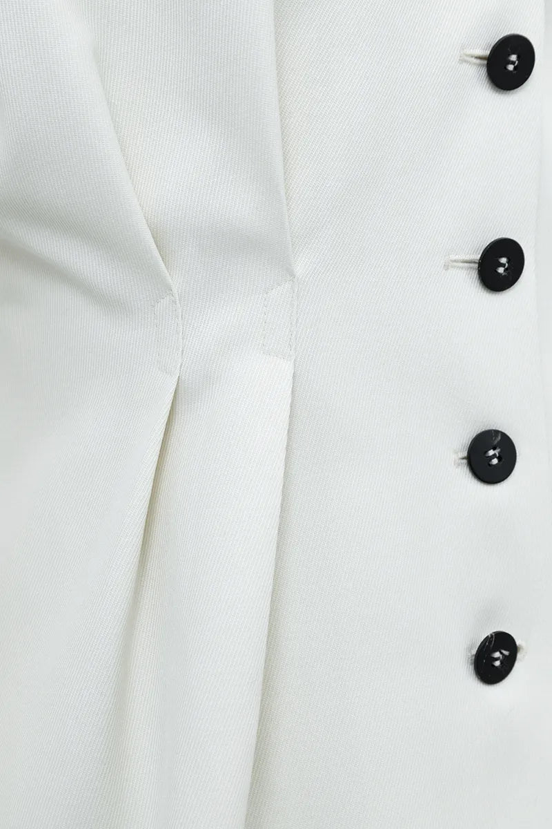 Valeria Sculpted White Wool Blazer