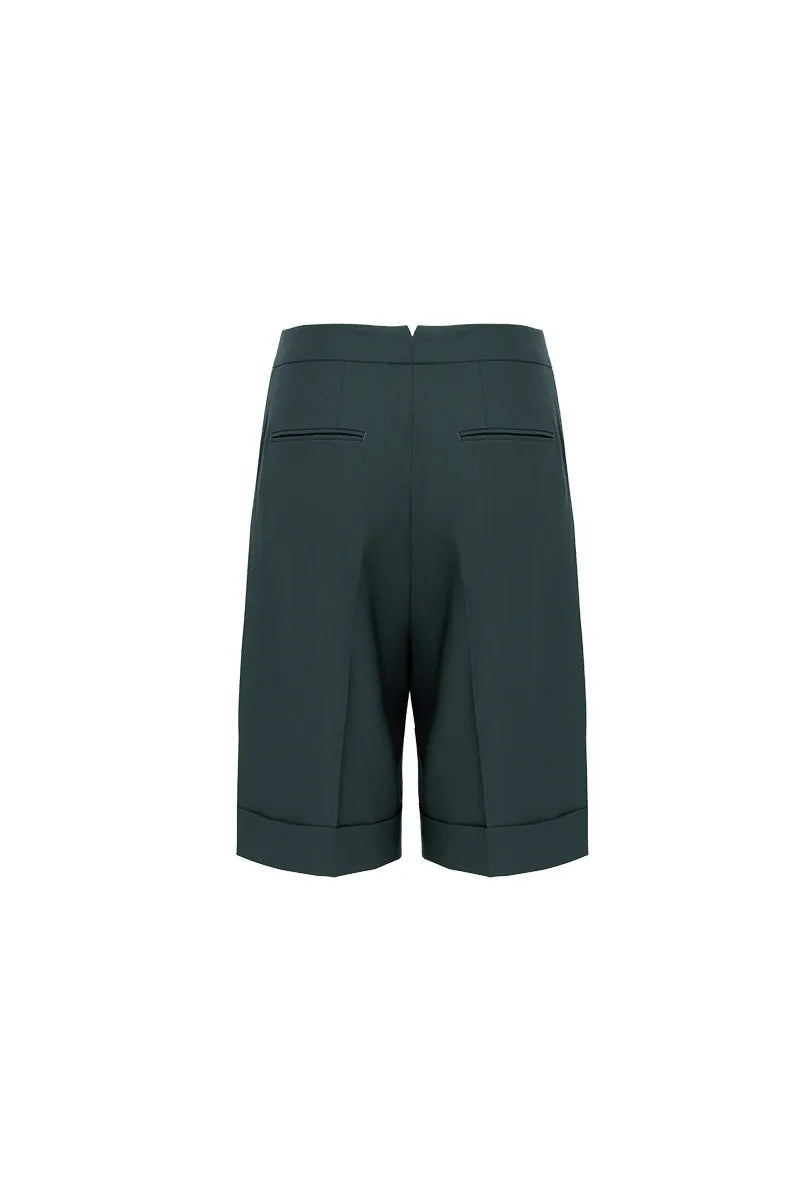 Verona Green Wool Blend Tailored Shorts