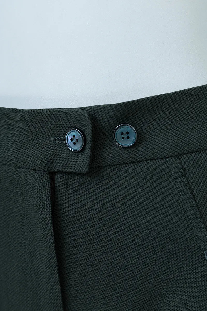 Verona Green Wool Blend Tailored Shorts