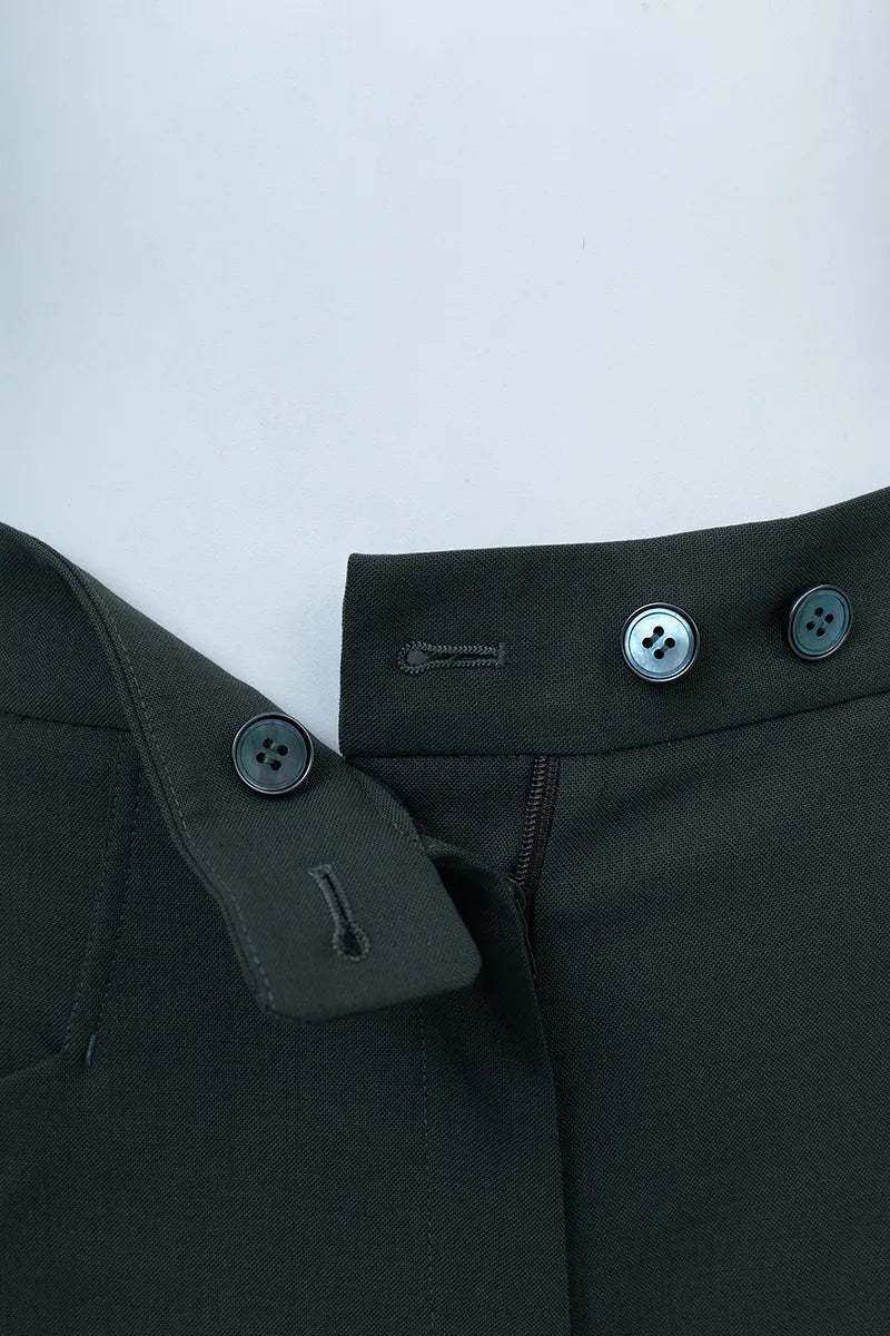 Verona Green Wool Blend Tailored Shorts