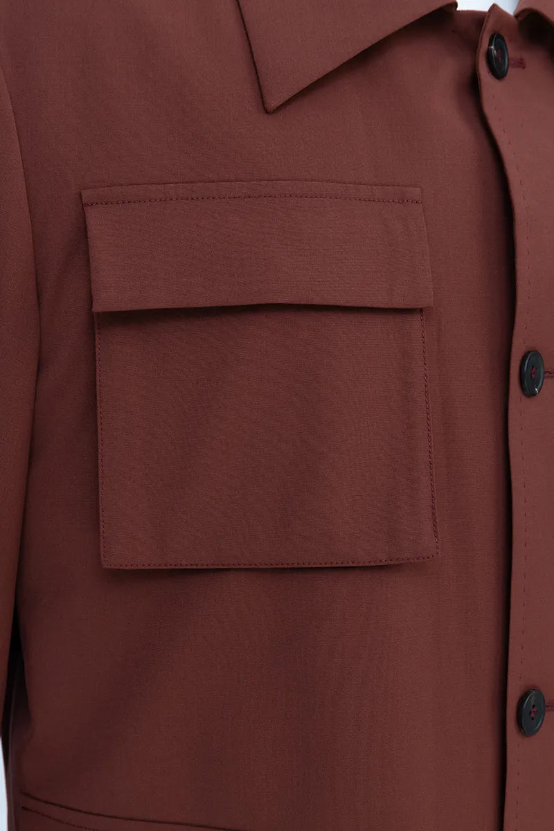 Vincent Rust Wool Blend Overshirt Jacket