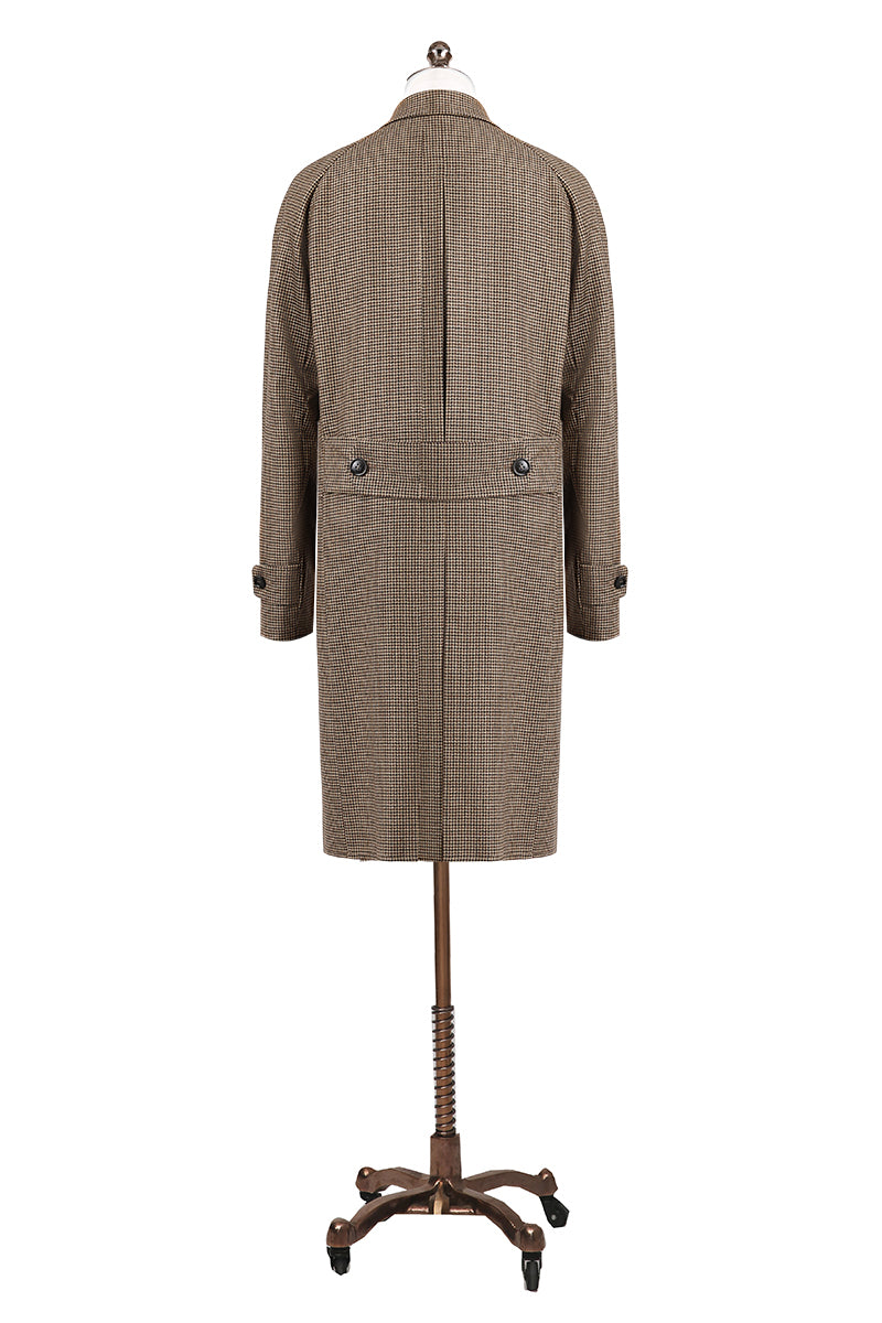 Brown Check Wool Overcoat for Men | Made to Order | Zane