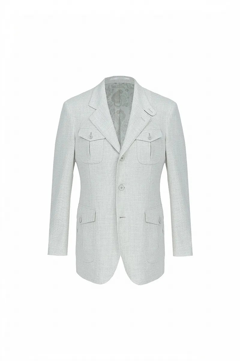 Milano Off White Plaid Cotton Wool Sport Coat