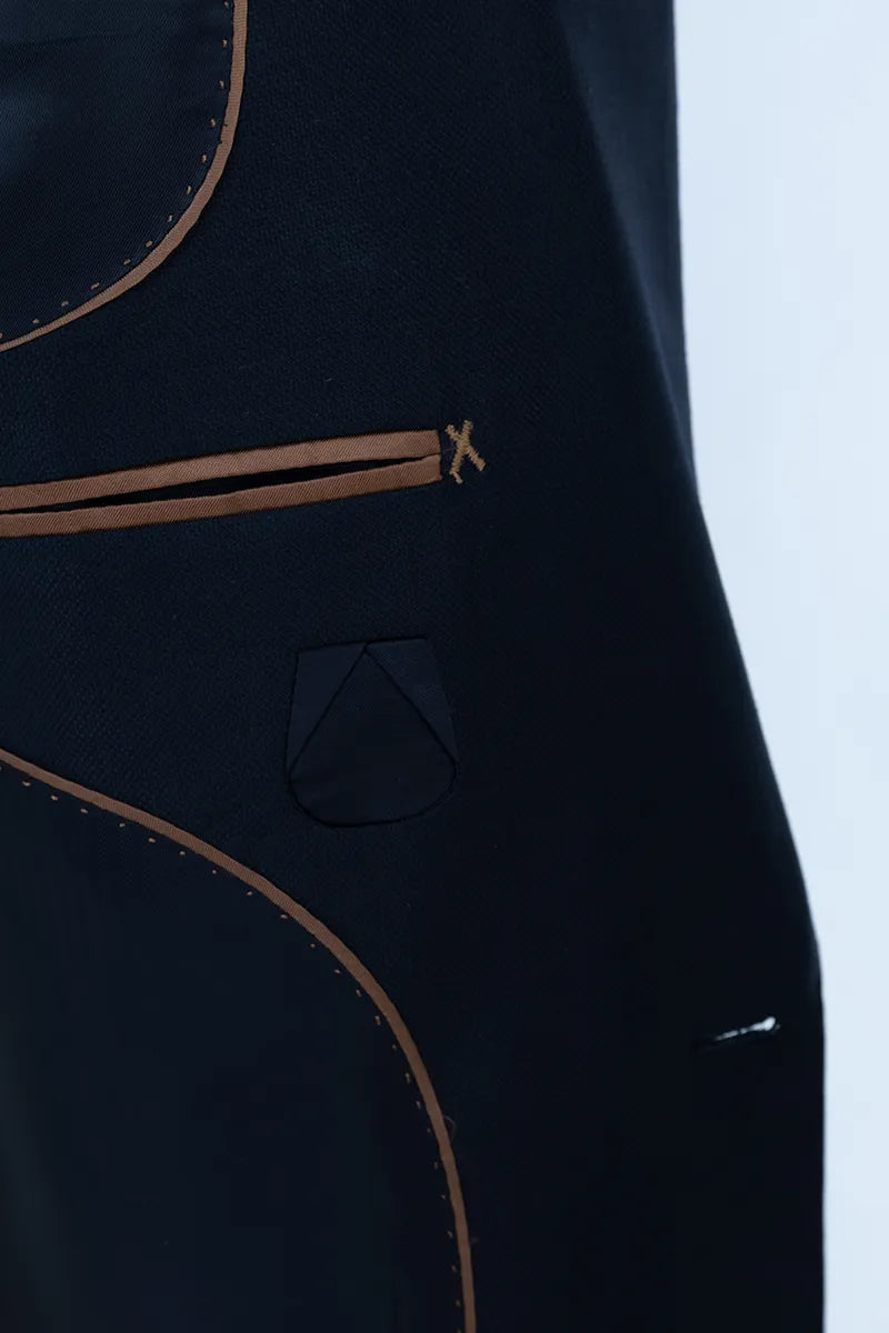 Valentino Navy Jacquard Italian Wool Suit