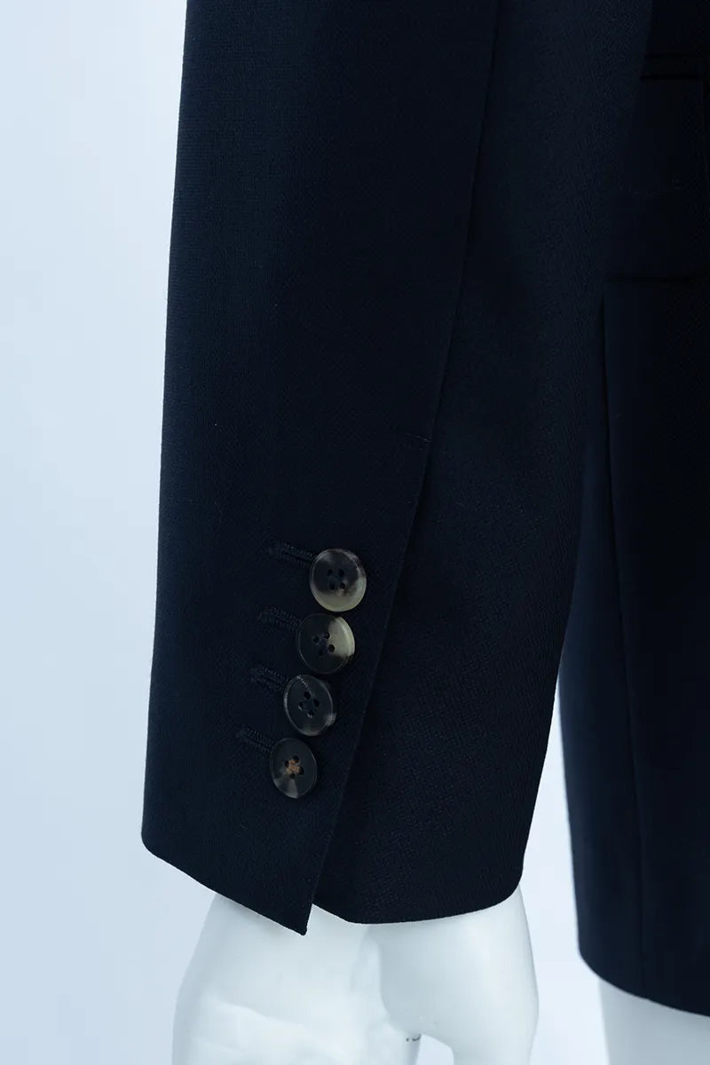 Valentino Navy Jacquard Italian Wool Suit