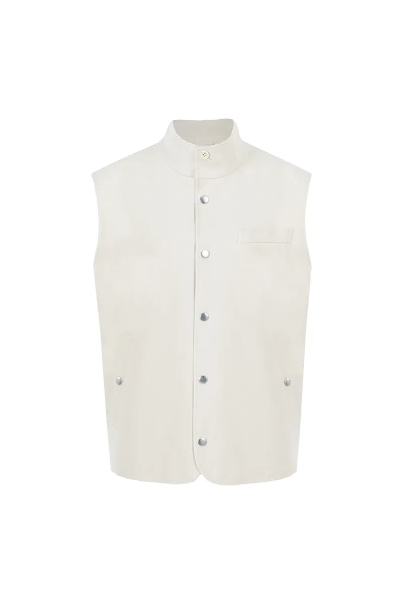 Julian Off White Wool Linen Silk Vest